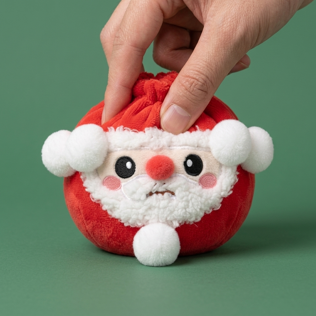Squishy Dumpling Mystery Joulu -yllätyspehmo puristettuna kädessä