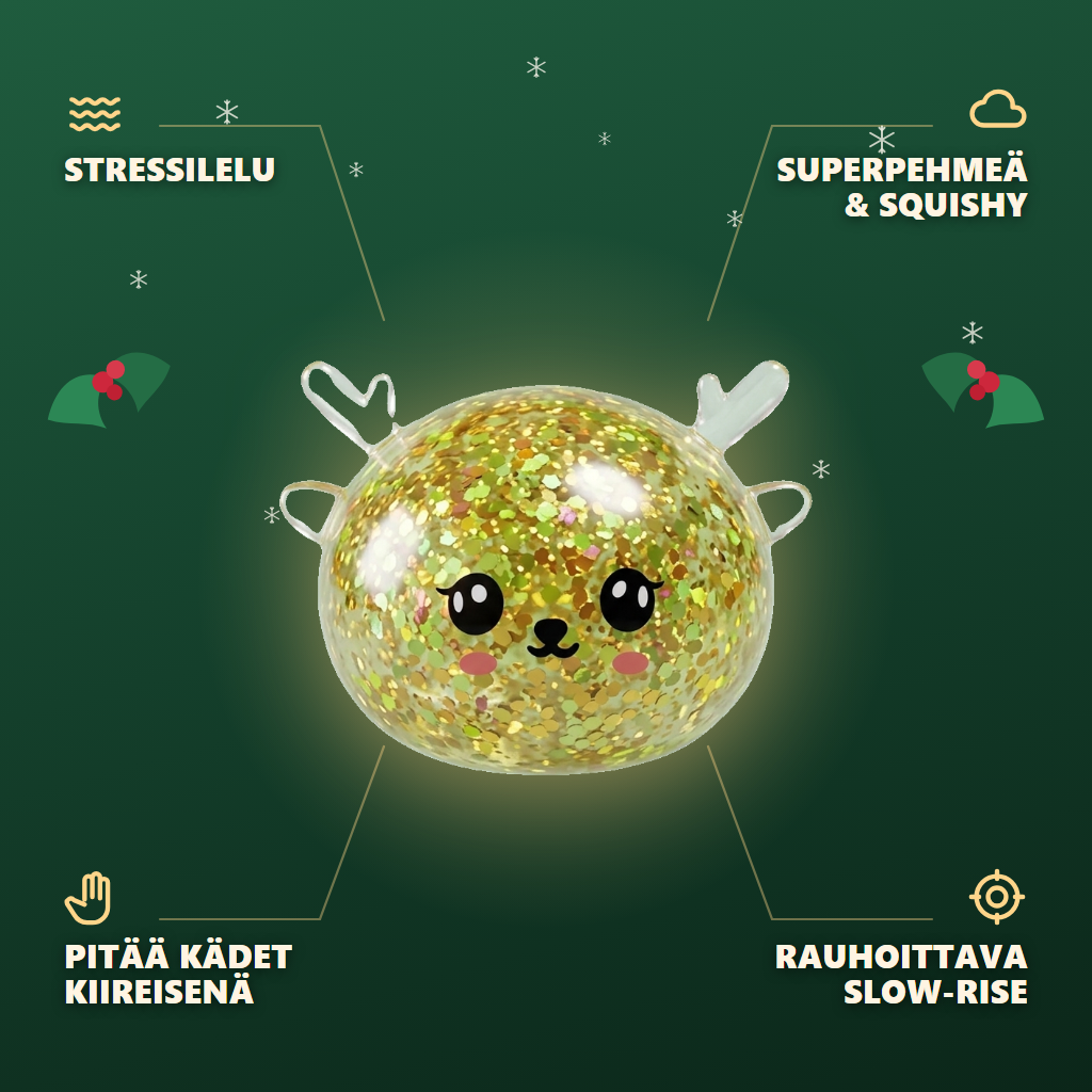 Glitter Dumpling Squishy Mystery Poro infografiikka: tärkeimmät edut