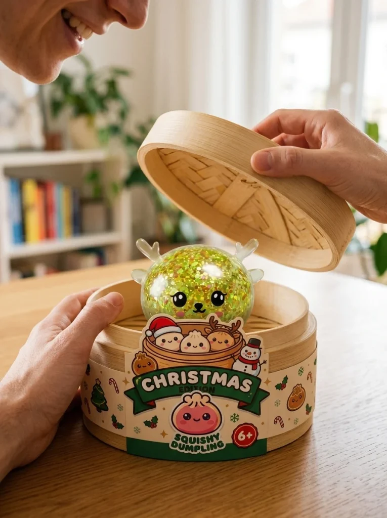 Glitter Dumpling Squishy Mystery Poro avauksen hetkellä