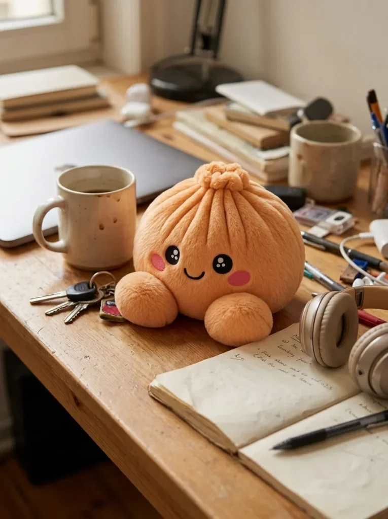 Squishy Dumpling Orange Mandariini työpöydällä