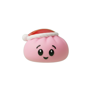 Christmas Hat Dumpling Squishy Pinkki Sokeri puristettuna kädessä