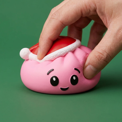 Christmas Hat Dumpling Squishy Pinkki Sokeri slow rise -efekti toiminnassa