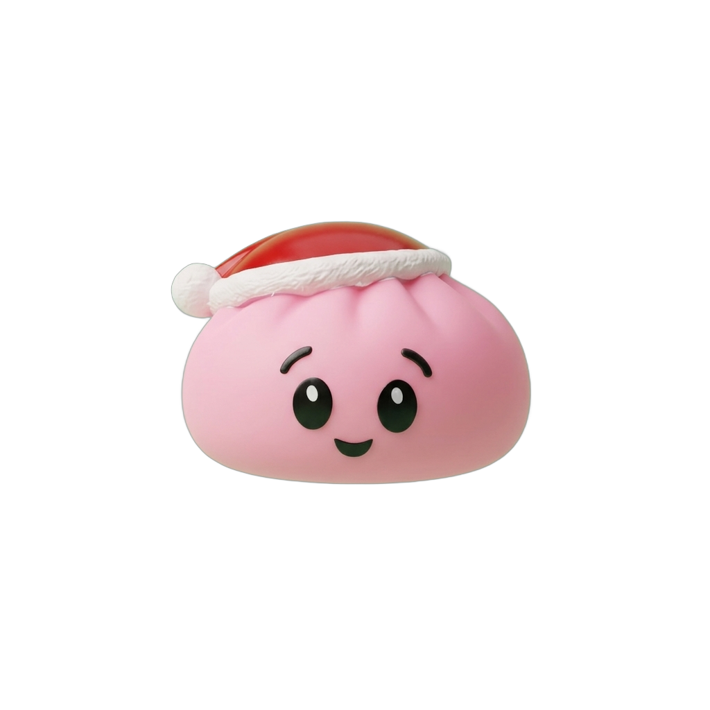 Christmas Hat Dumpling Squishy Pinkki Sokeri puristettuna kädessä