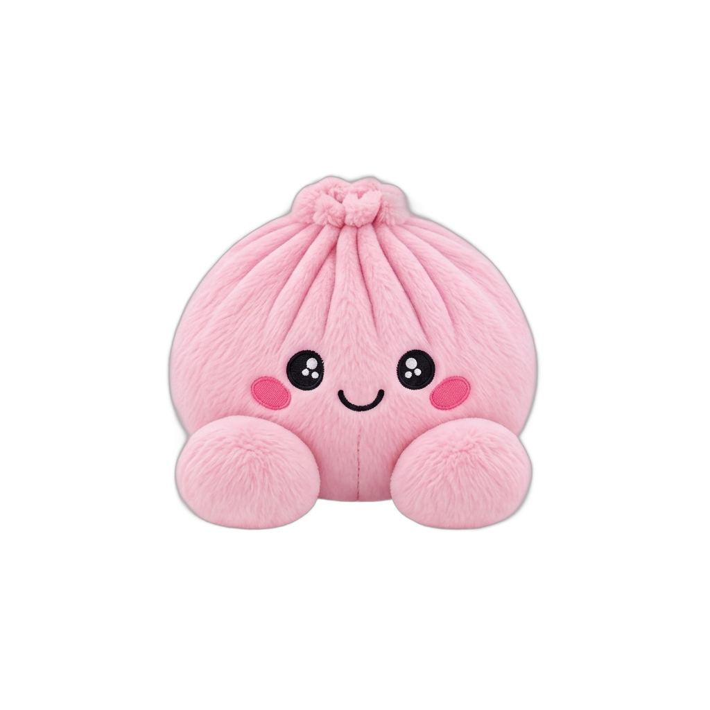 Dumpling Squishy Pioni Pinkki Pehmolelu puristettuna kädessä