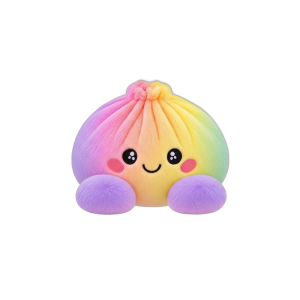 Rainbow Dumpling Squishy Pastellisävyt puristettuna kädessä