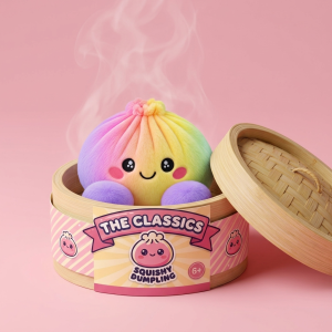 Rainbow Dumpling Squishy Pastellisävyt bambutyylisessä höyrytyskorissa