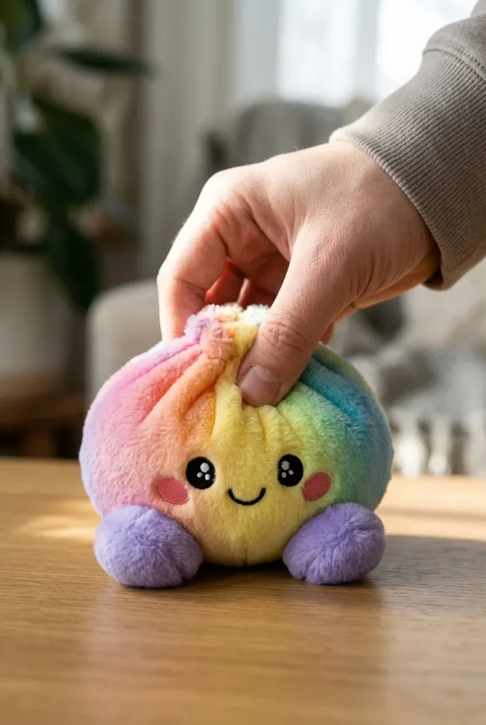 Rainbow Dumpling Squishy Pastellisävyt puristuksessa
