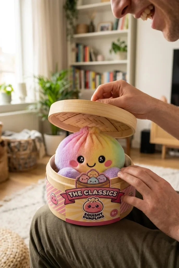 Rainbow Dumpling Squishy Pastellisävyt avauksen hetkellä