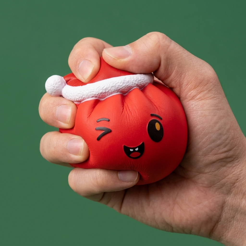 Dumpling Squishy Joulupipo Punainen slow rise -efekti toiminnassa