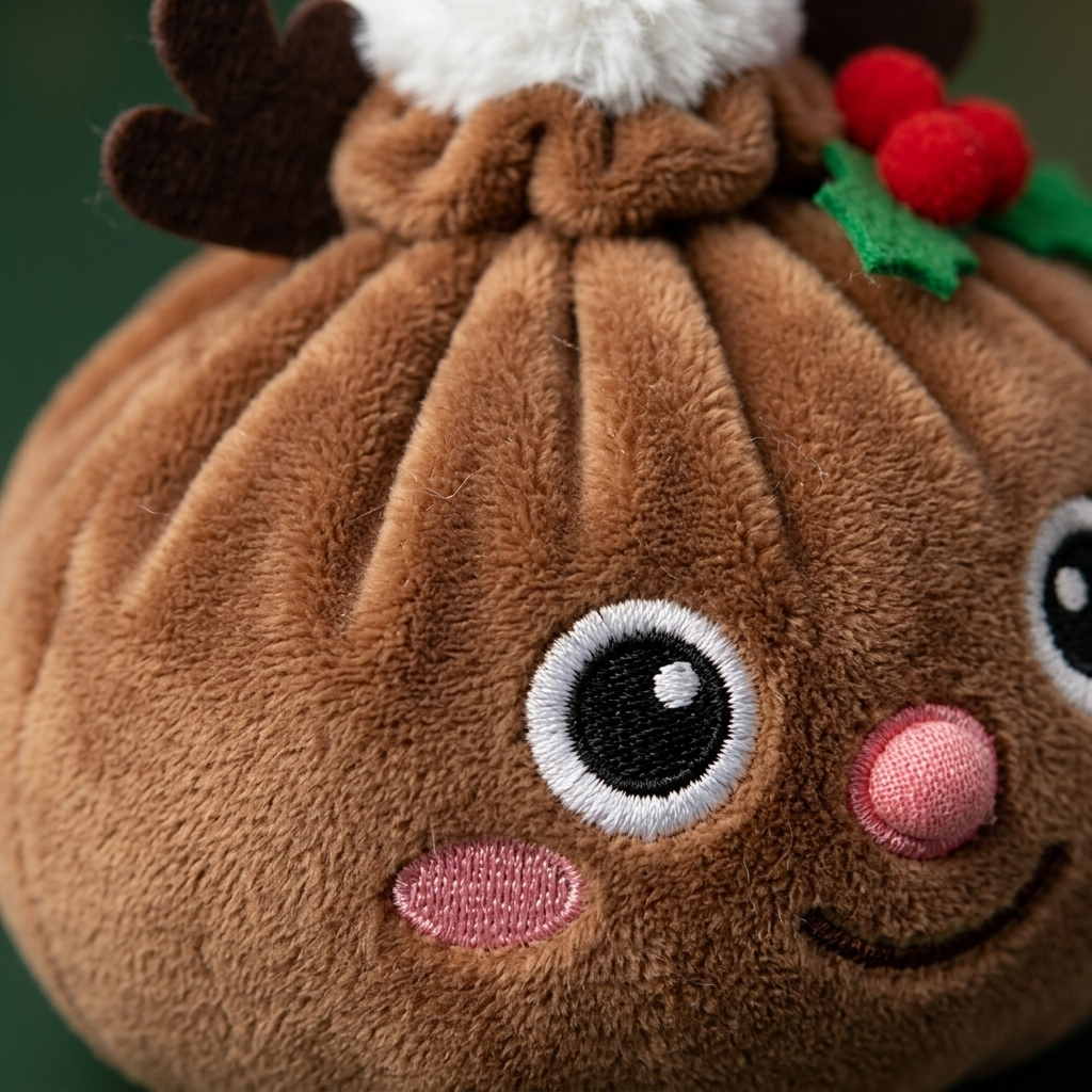 Reindeer Dumpling Squishy Jouluporo makrokuva vaahdon pinnasta