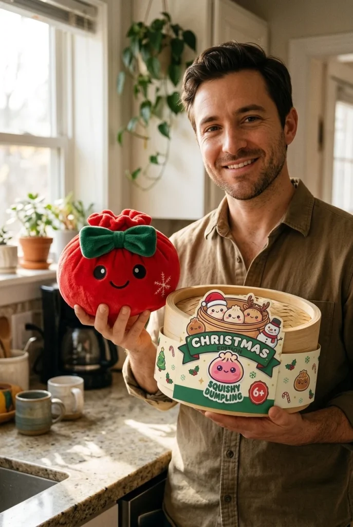 Squishy Dumpling Joulurusetti Punainen pakkauksensa kanssa