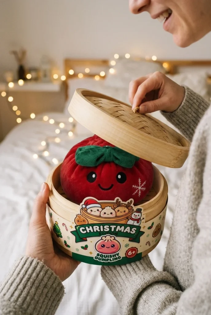Squishy Dumpling Joulurusetti Punainen avauksen hetkellä