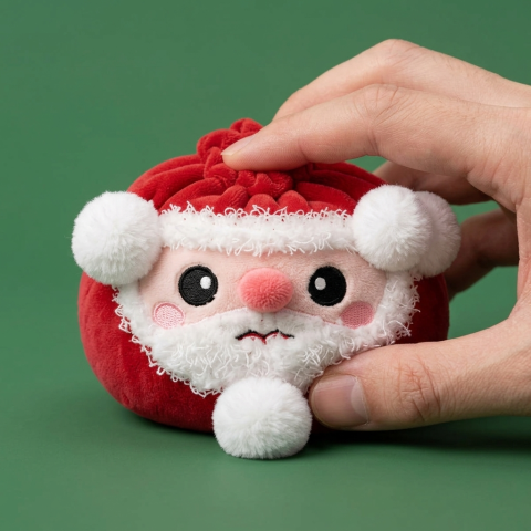 Squishy Dumpling Joulupukki puristettuna kädessä