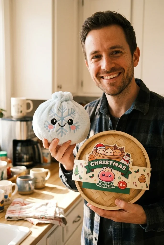 Snowflake Dumpling Squishy Talvi pakkauksensa kanssa