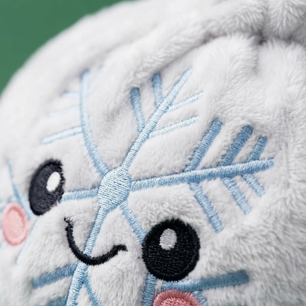 Snowflake Dumpling Squishy Talvi makrokuva vaahdon pinnasta