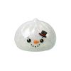 Glitter Snowman Dumpling Squishy Lumiukko puristettuna kädessä