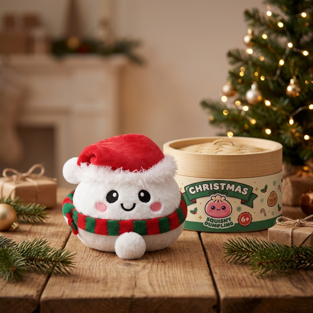 Dumpling Squishy Lumiukko Joulupipossa arkisessa asetelmassa
