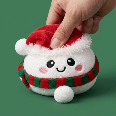 Dumpling Squishy Lumiukko Joulupipossa slow rise -efekti toiminnassa