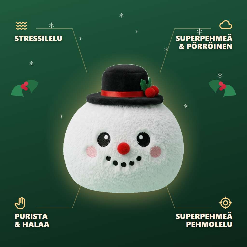 Dumpling Squishy Lumiukko Silinterihattu infografiikka: tärkeimmät edut
