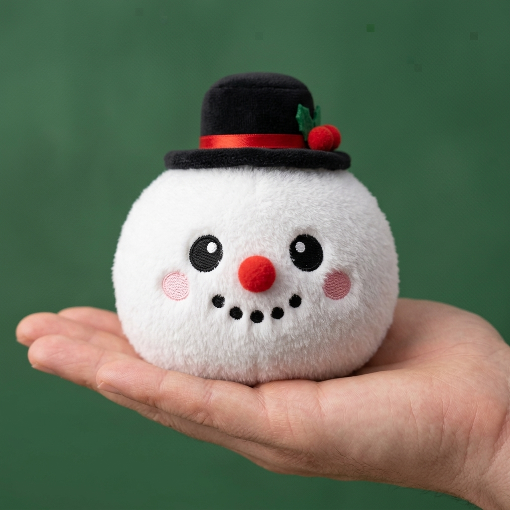 Dumpling Squishy Lumiukko Silinterihattu kädessä — kokovertailu