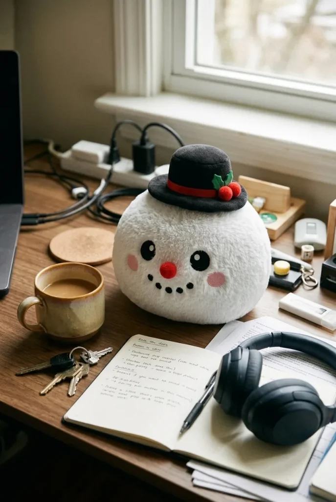 Dumpling Squishy Lumiukko Silinterihattu työpöydällä