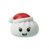 Jouluhattu Dumpling Squishy Valkoinen puristettuna kädessä