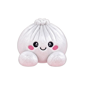Vaahtokarkki Squishy Dumpling Pehmolelu Valkoinen puristettuna kädessä