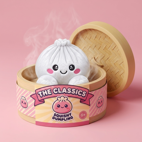 Vaahtokarkki Squishy Dumpling Pehmolelu Valkoinen bambutyylisessä höyrytyskorissa
