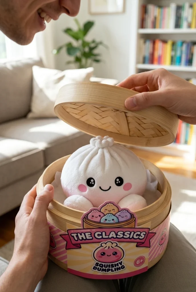 Vaahtokarkki Squishy Dumpling Pehmolelu Valkoinen avauksen hetkellä