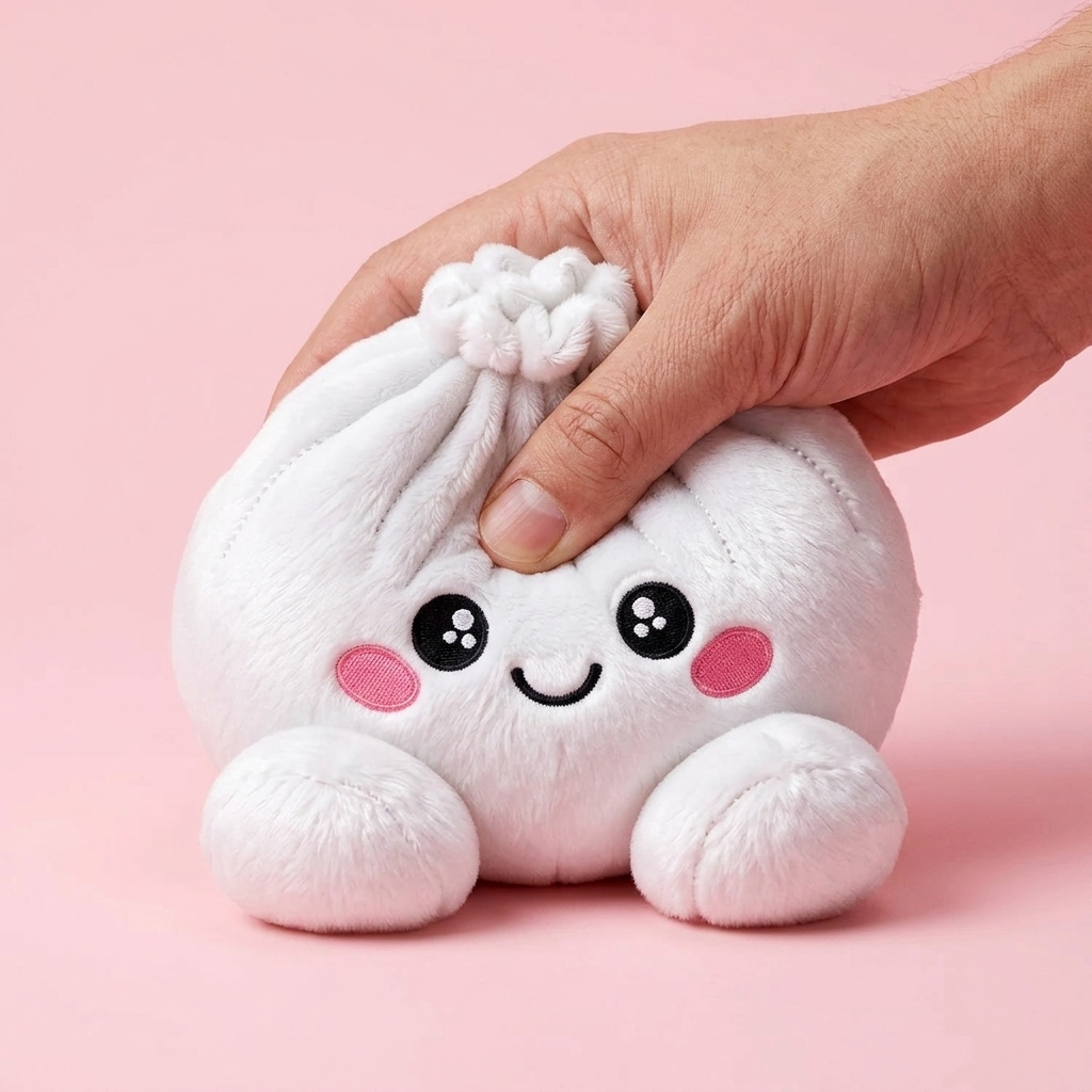 Vaahtokarkki Squishy Dumpling Pehmolelu Valkoinen slow rise -efekti toiminnassa
