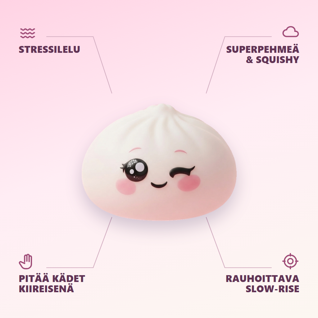 Dumpling Squishy Valkoinen Silmänisku infografiikka: tärkeimmät edut