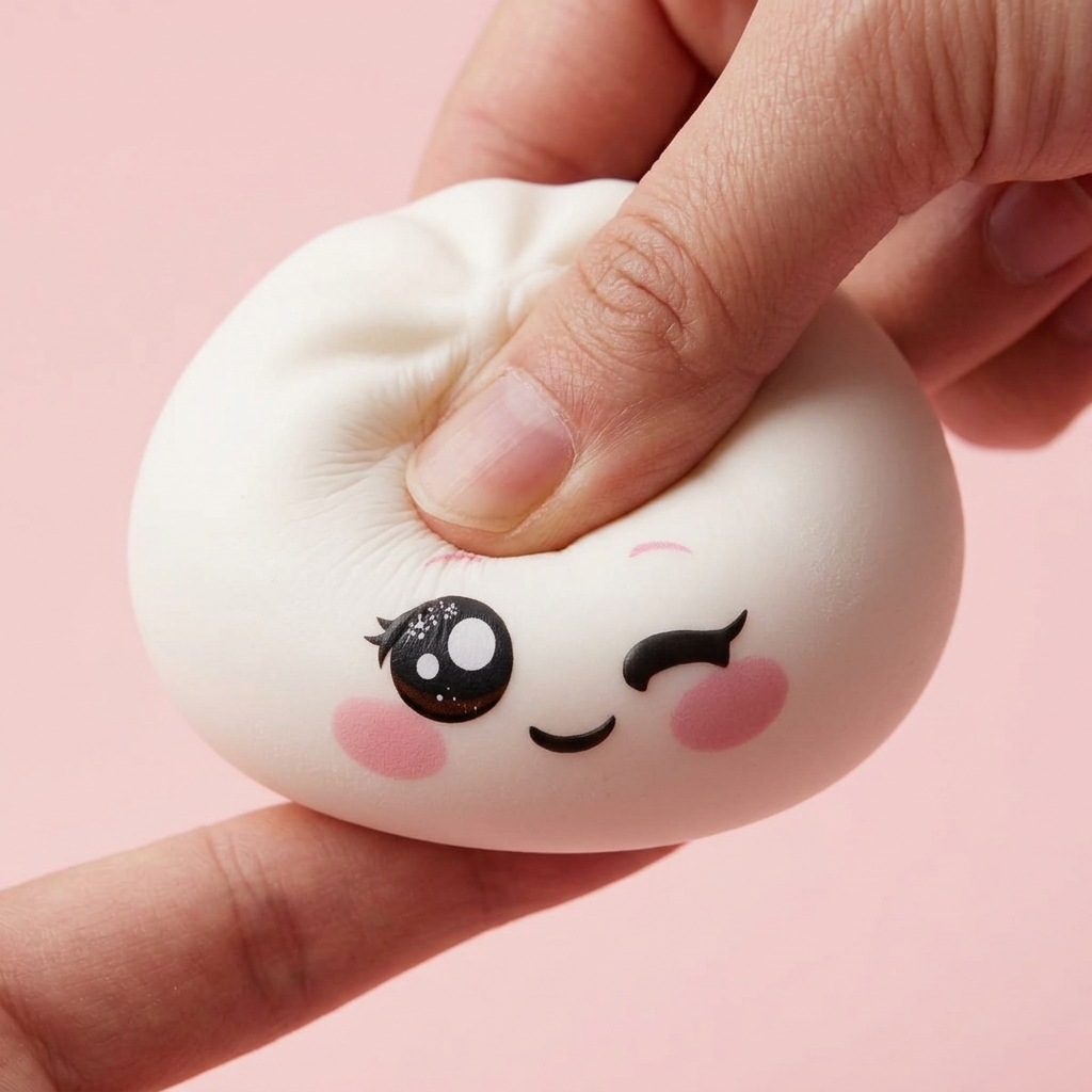 Dumpling Squishy Valkoinen Silmänisku slow rise -efekti toiminnassa